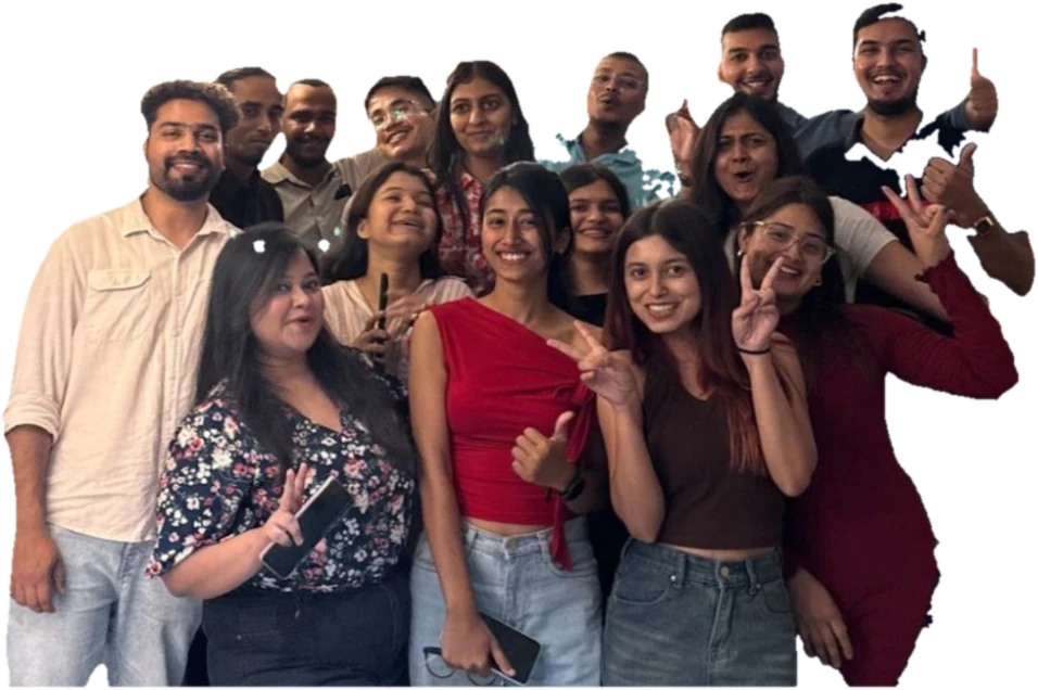 The Gloo crew in 2025, the whole team laughing and throwing peace signs together