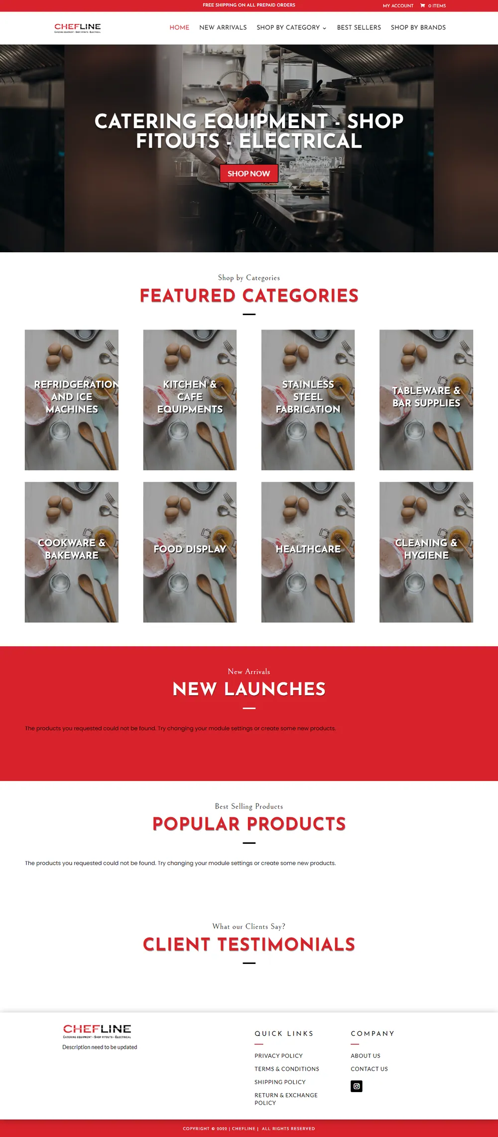 Chefline website design by The Gloo, full-page capture