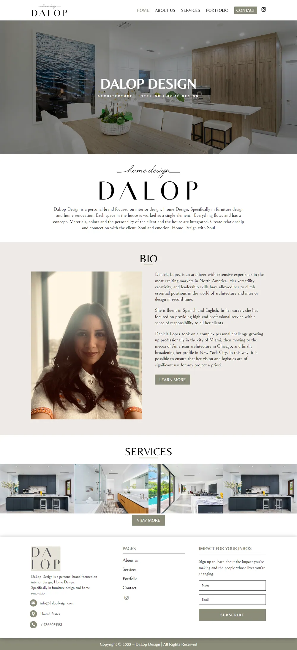 Dalop website design by The Gloo, full-page capture