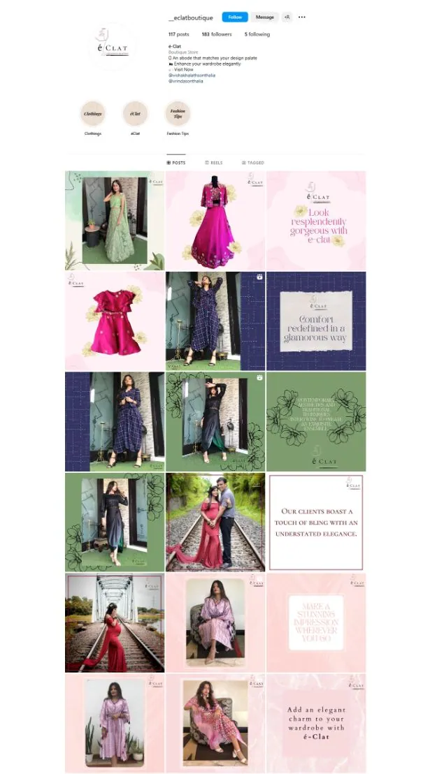Eclat Boutique Instagram feed managed by The Gloo