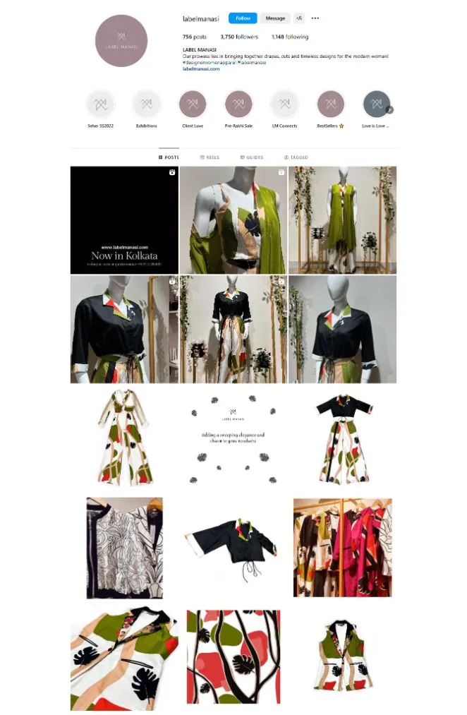 Label Manasi Instagram feed managed by The Gloo