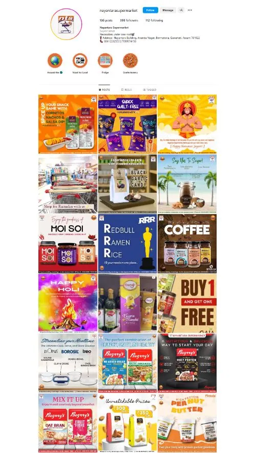 Nayantara Supermarket Instagram feed managed by The Gloo