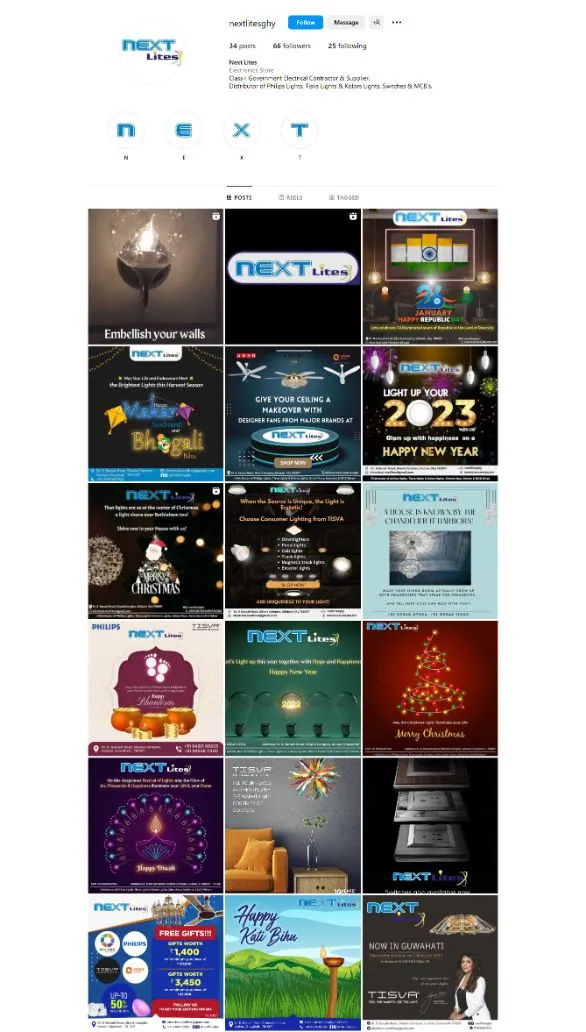 Next Lites Instagram feed managed by The Gloo