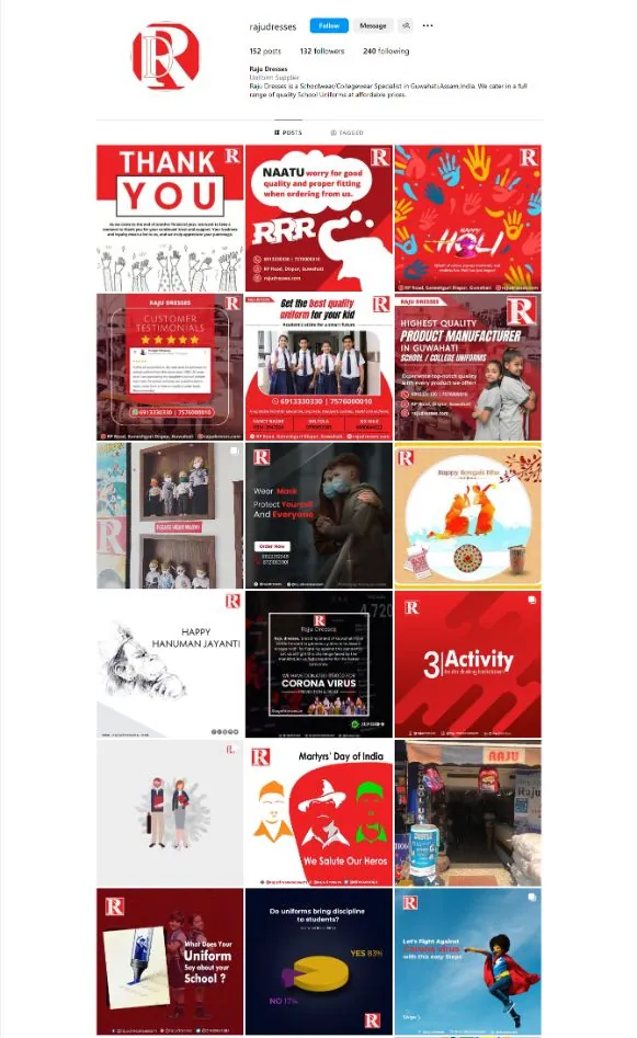 Raju Dresses Instagram feed managed by The Gloo