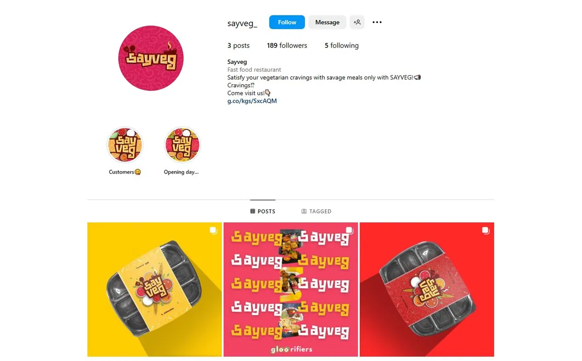 Sayveg Instagram feed managed by The Gloo