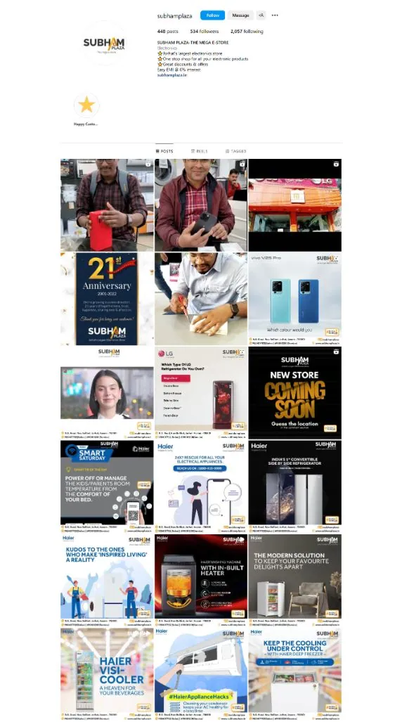 Subham Plaza Instagram feed managed by The Gloo