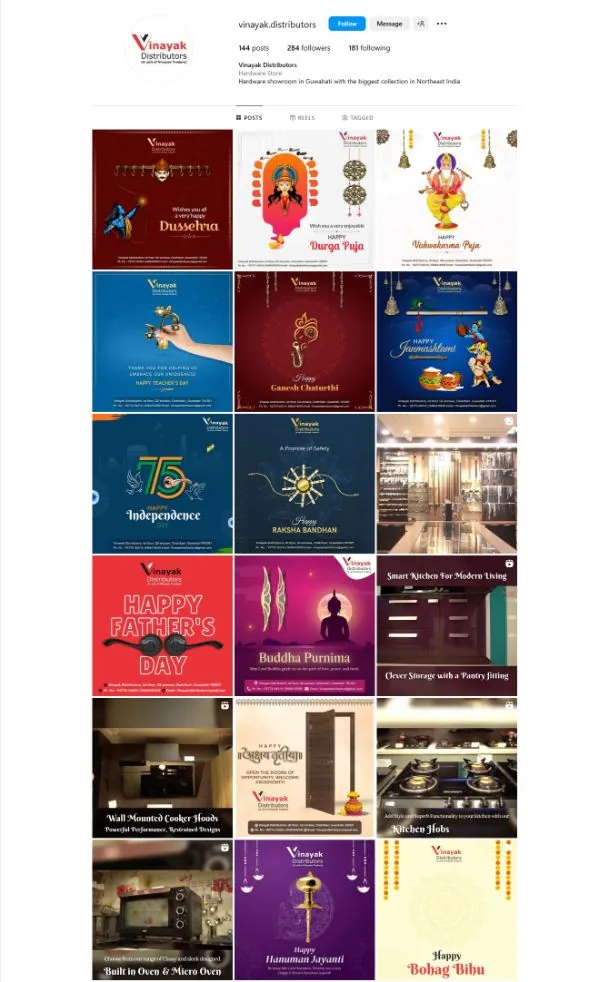 Vinayak Distributors Instagram feed managed by The Gloo